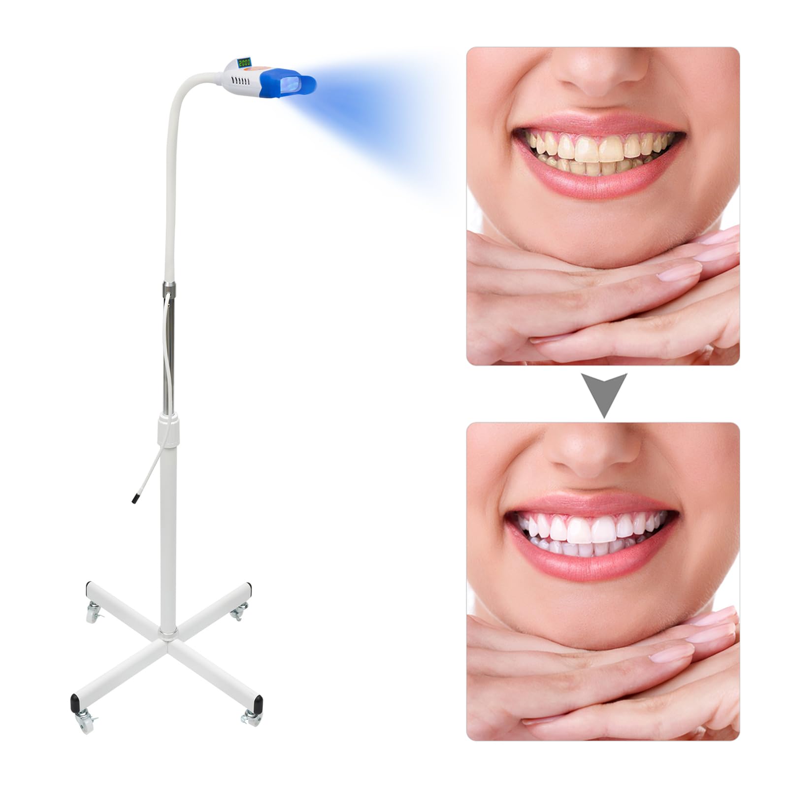 Bianco Professionale Sbiancamento Dentale Macchina Luce LED Mobile 36W Dental Sbiancamento Lampada Sbiancamento Dentale, per Cliniche Dentali, Ospedali e Saloni di Bellezza