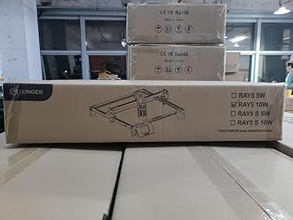 Longer RAY5 High Accuracy Cutting and Engraving, 10000mW Laser Engraver 0.06 * 0.06mm Spot, 3.5" Touch Screen, Multiple Machines Control, DIY Marking for Wood and Metal 15.7"x15.7", laser class 2