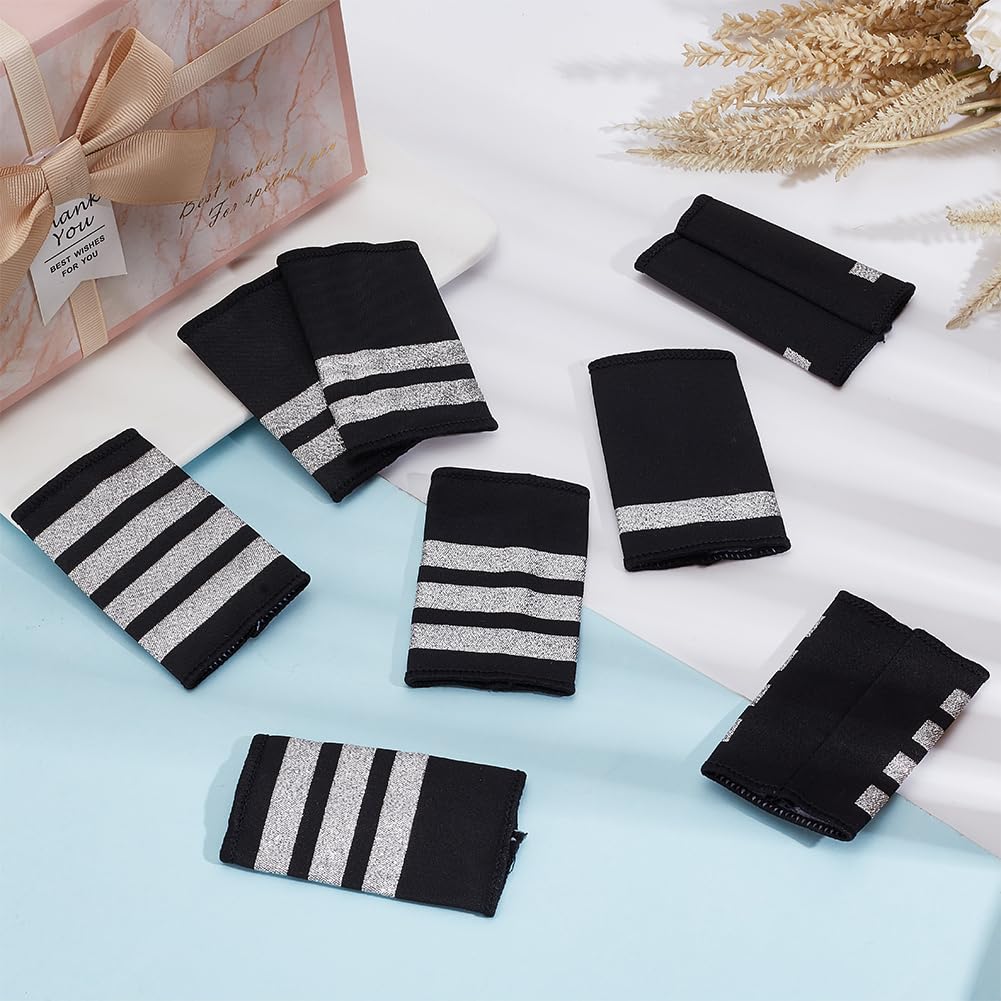 FINGERINSPIRE 4 paia di spalline da pilota in 4 stili, 8,3 x 5,1 x 0,4 cm, colore nero, barre professionali per uniformi aeree, spalline per cosplay, feste, spettacoli sul palco, tessuto