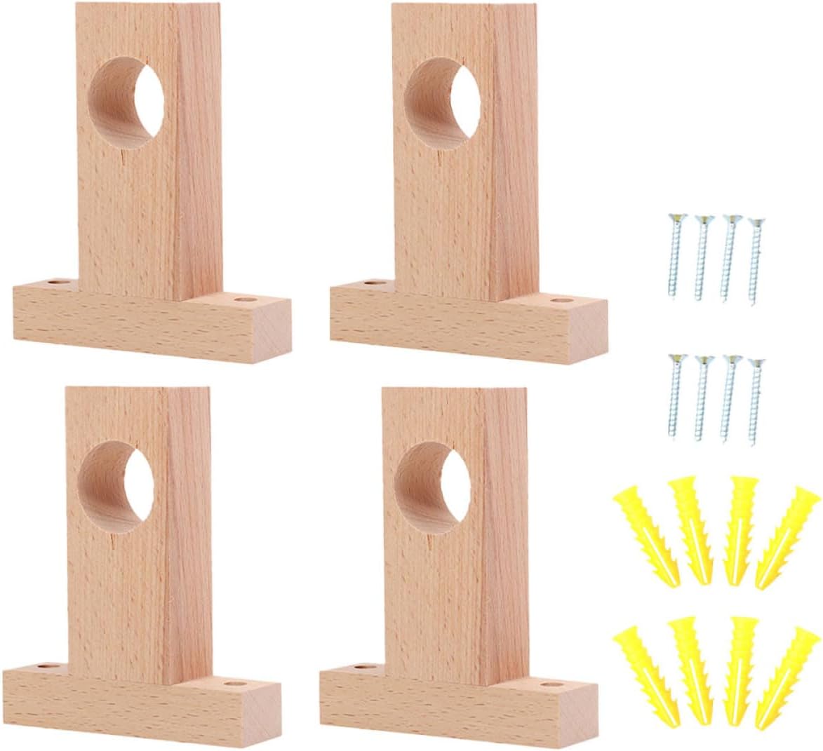 Levemolo 4pcs Curtain Rod Bracket Wooden Valance Support Holders Simple Design Easy to Install