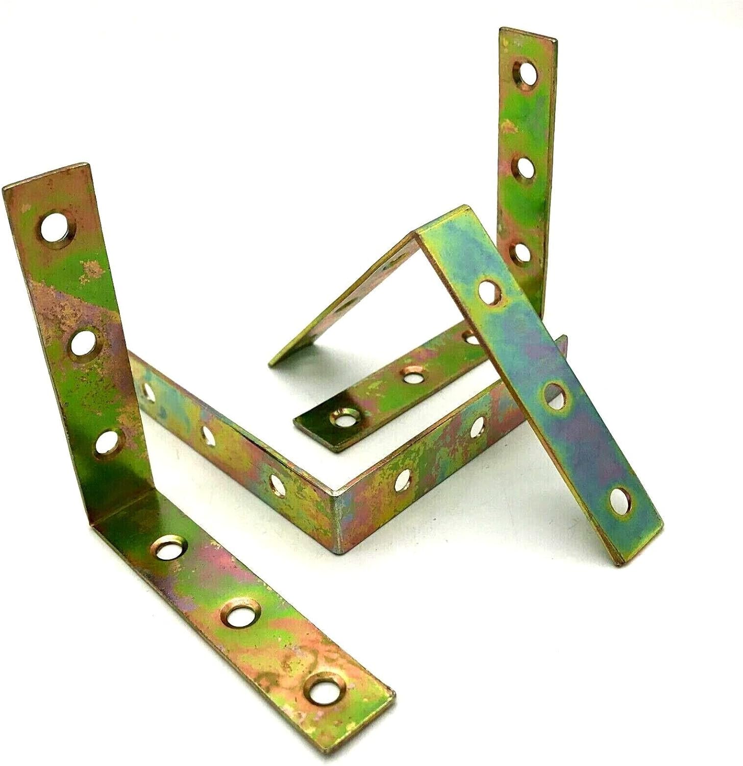 4 x 75mm Corner Brace Brackets 90° zinc L Right Angle 3" Fixing Mending