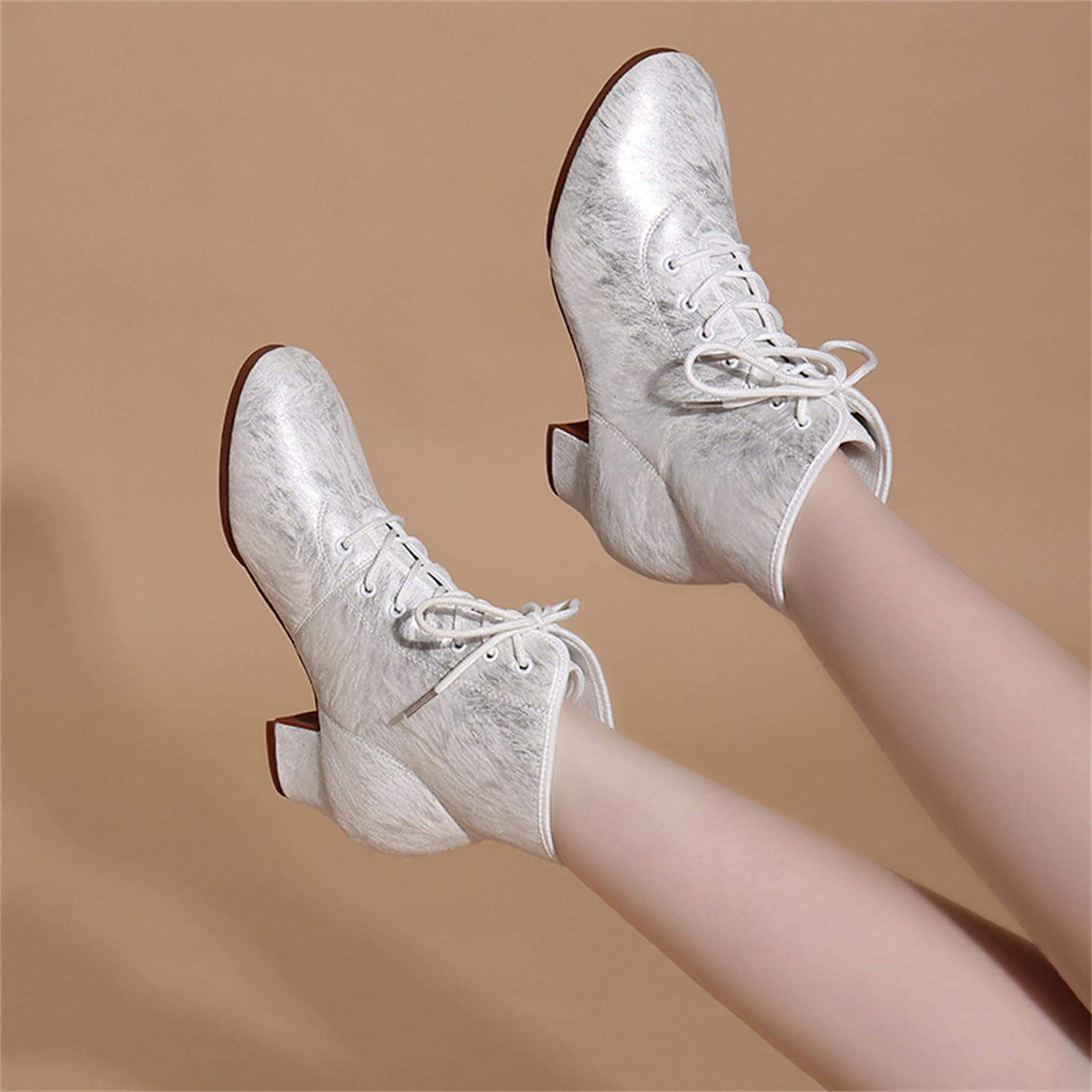 Stivali da Ballo da Sala da Donna con Lacci Scarpe da Carattere Latino per Salsa Tango Moderno