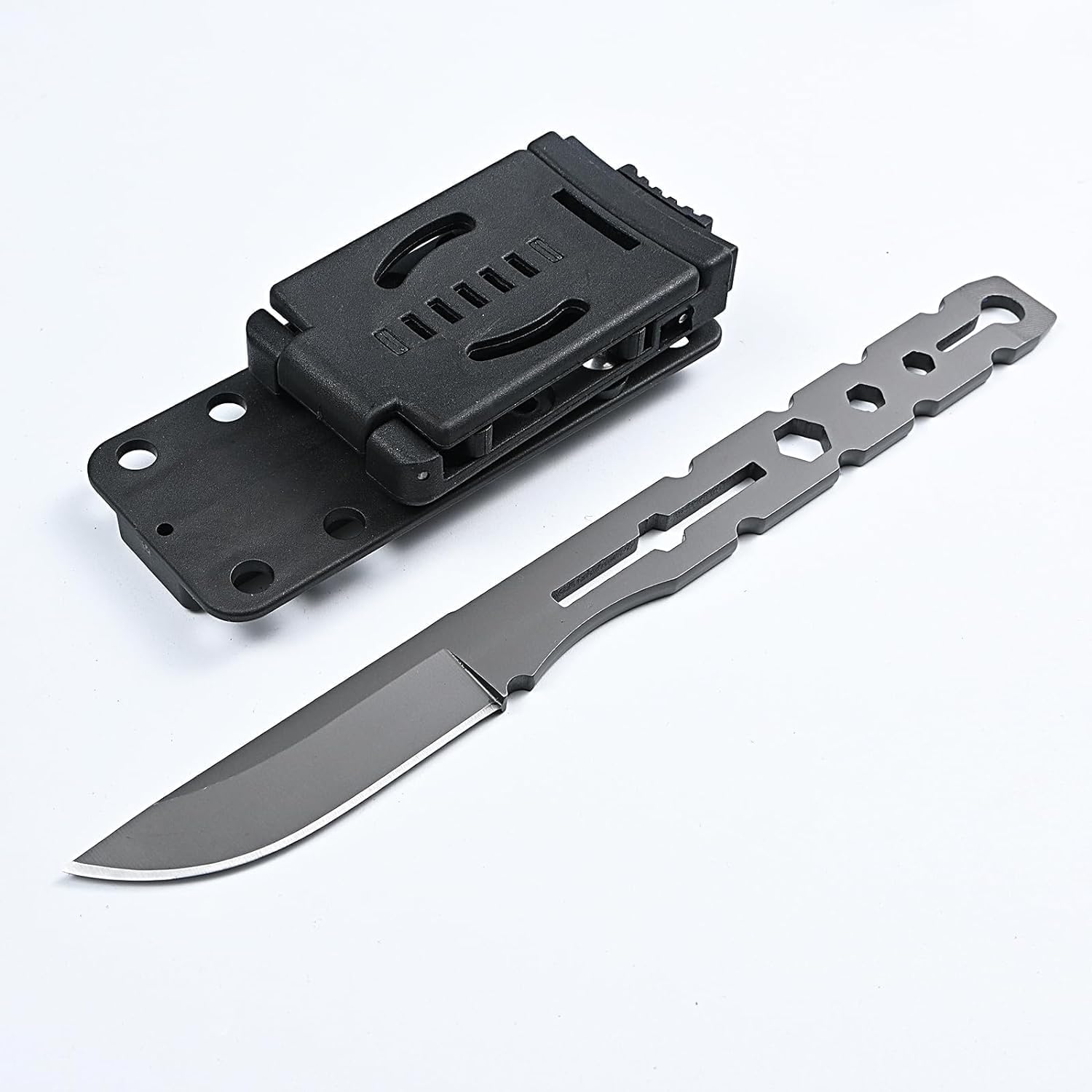 Fixed Blade Outdoor Multifunction Duty Straight Knife Full Tang Stainless Steel Field Knife Camping Knife with Waist Clip EDC Kydex Sheath