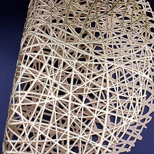 Adasbridal Gold Round Placemats For Dinner Table Set Of 6 Metallic Hollow Out Line Circle Table Mats Vinyl Place Mats For Table Decor Wedding Accent Centerpiece #TOP5