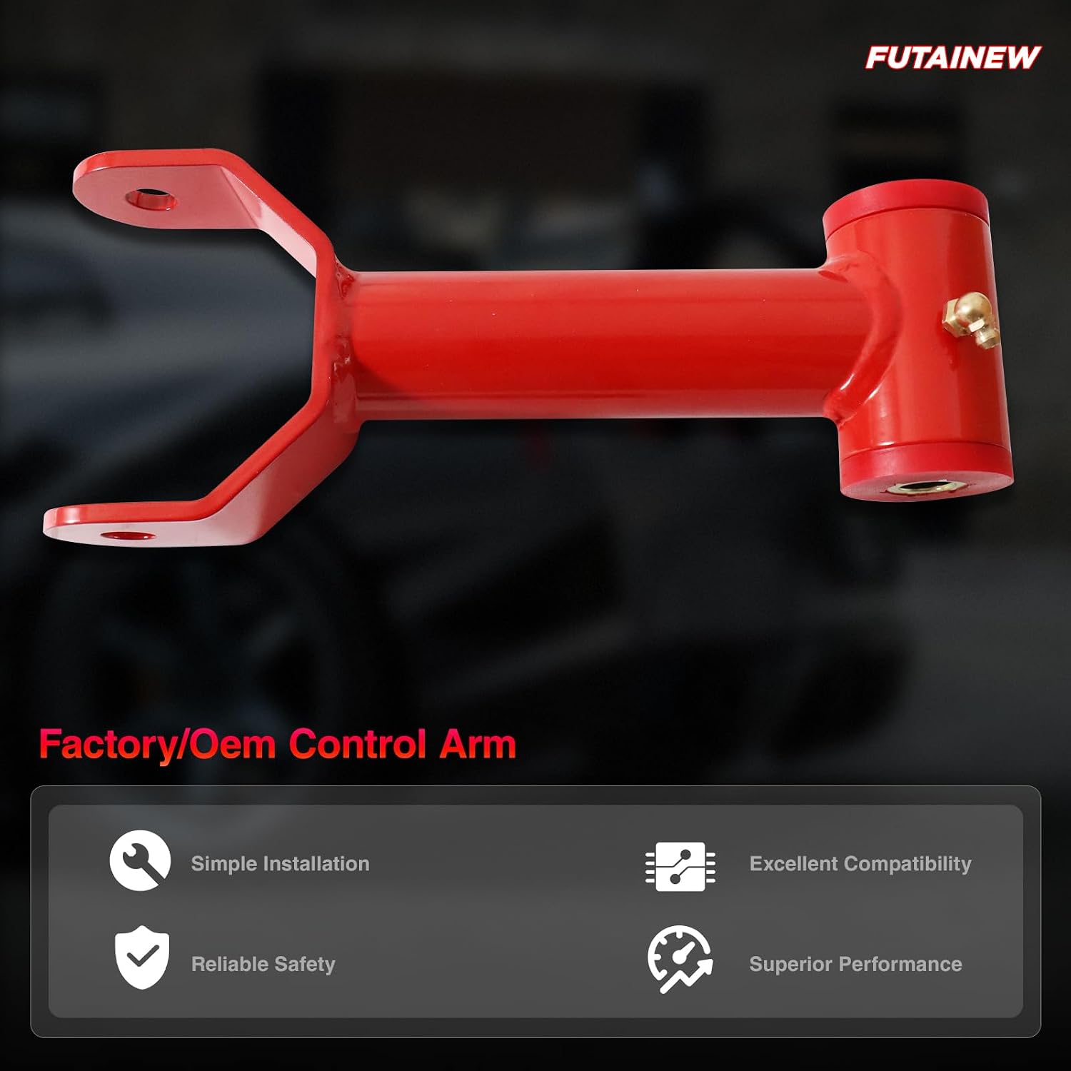 Rear Upper Control Arms for Ford Mustang 2005-2010 2-Door Non-Adjustable Red Tubular Suspension Control Arms