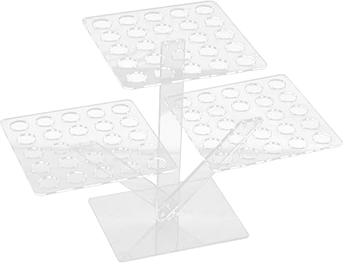 Miniatura 7 de Efavormart - Soporte de exhibición de acrílico transparente de 3 niveles de 18 pulgadas de alto, 72 ranuras, bandeja plegable de plástico para helado