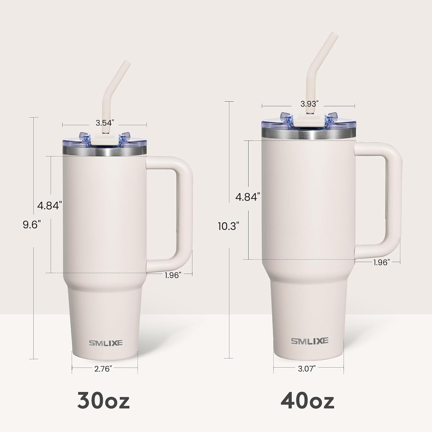 30 oz Tumbler with Handle, Tumbler with Lid and Straw, Double Wall Vacuum Insulated Travel Mug Stainless Steel Tumbler for Hot and Cold, Cupholder Friendly (Almond Birch) - Image 4