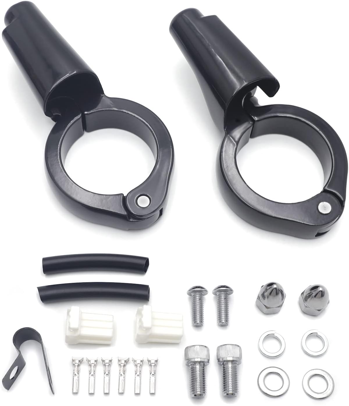 HTTMT- Front Chrome Turn Signal Relocation Kit Compatible With H-D Harle FXD Dyna 2008-2017 [P/N: MT224-023-CD]