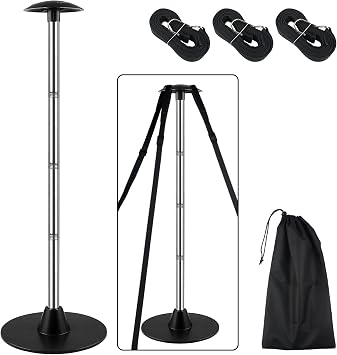 Boat Cover Support Poles, Stainless Steel Pole Boat Cover Support System with Webbing Strap, 4-Stage Extension Adjustable Height of 16-59, for Boat Covers Prevent Water from Accumulation
