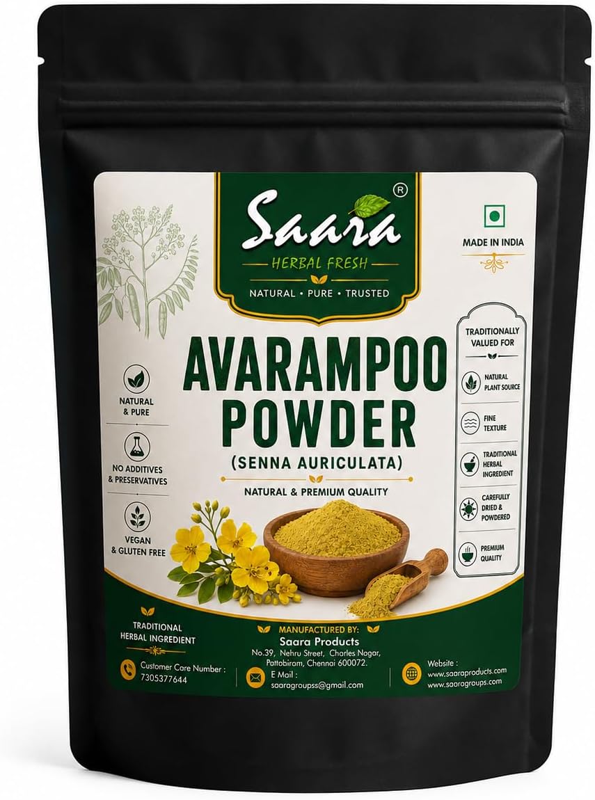Saara HERBAL FRESH Avarampoo Powder, Tangedu Flower, Tarwar, Avaram Senna, Senna Auriculata, For Body, Skin, Face And Hair Care (Pack Of 15),50 Grams