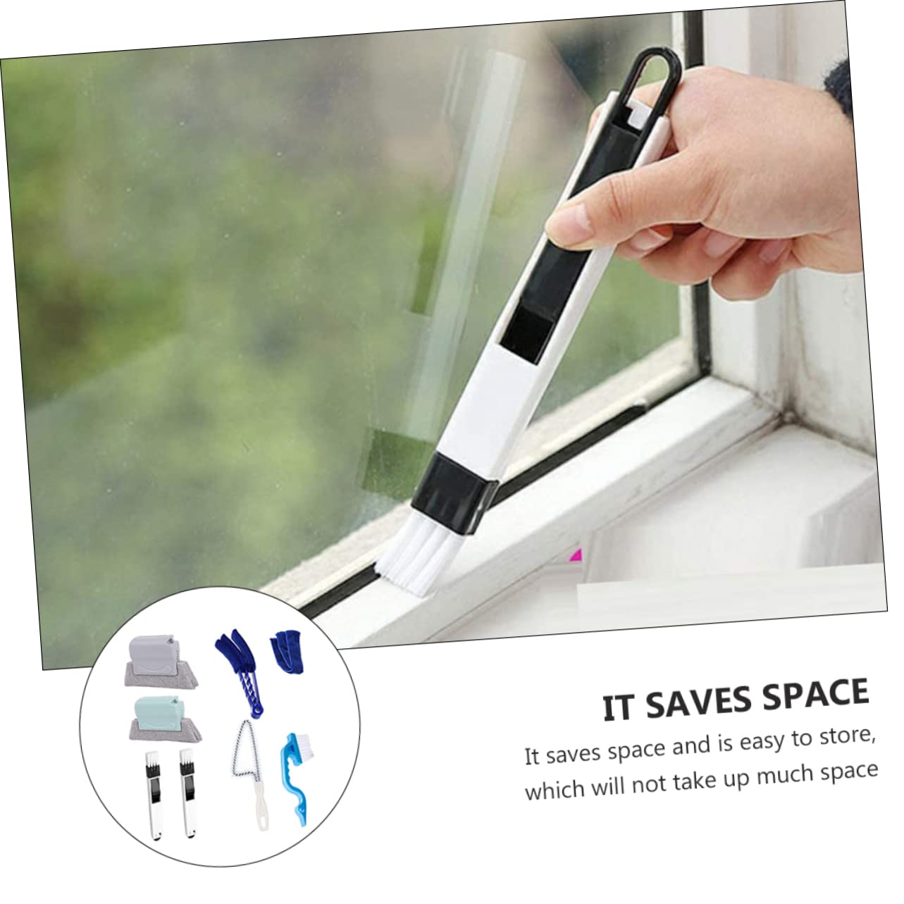 8piezas Cepillos De Limpieza para Persianas y Conductos De Aire Herramientas De Limpieza para Ventanas y Rieles De Puertas Kit para El Hogar y Oficina