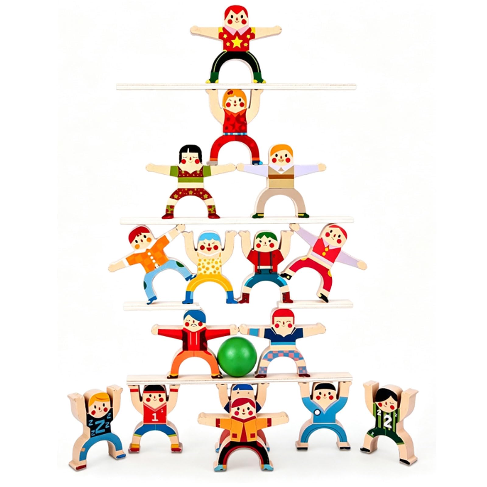 ttnmrc Montessori Wooden Acrobatic Balance Stacking Blocks Game