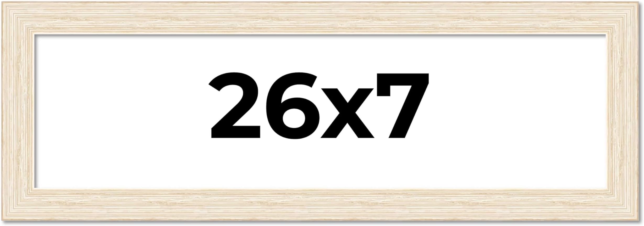 CountryArtHouse 26x7 Frame White Barnwood Picture Frame Includes UV Acrylic Plexiglass, Acid Free Foam Backing Board and Hanging Hardware