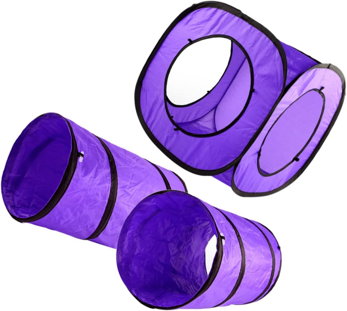 Ipetboom 3pcs Interactive Cat Tunnel Tube Toy Set Crackle Design for Pet Kittens Provides Hours of Fun and Exercise for Indoor Play