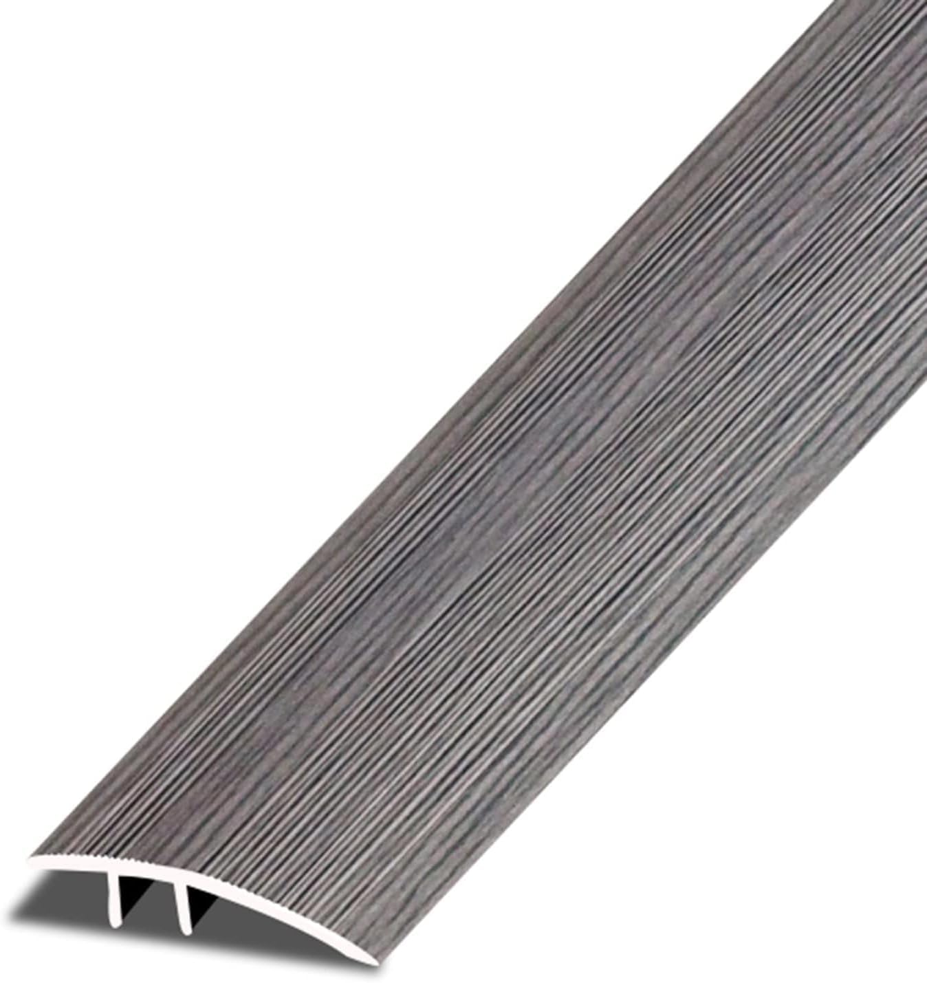 Carpet to Tile Transition Strip for Doorways Floor, Aluminum Alloy Retro Wood Texture Threshold Strip, Smooth Transition & Easy to Install(Dark Gray)