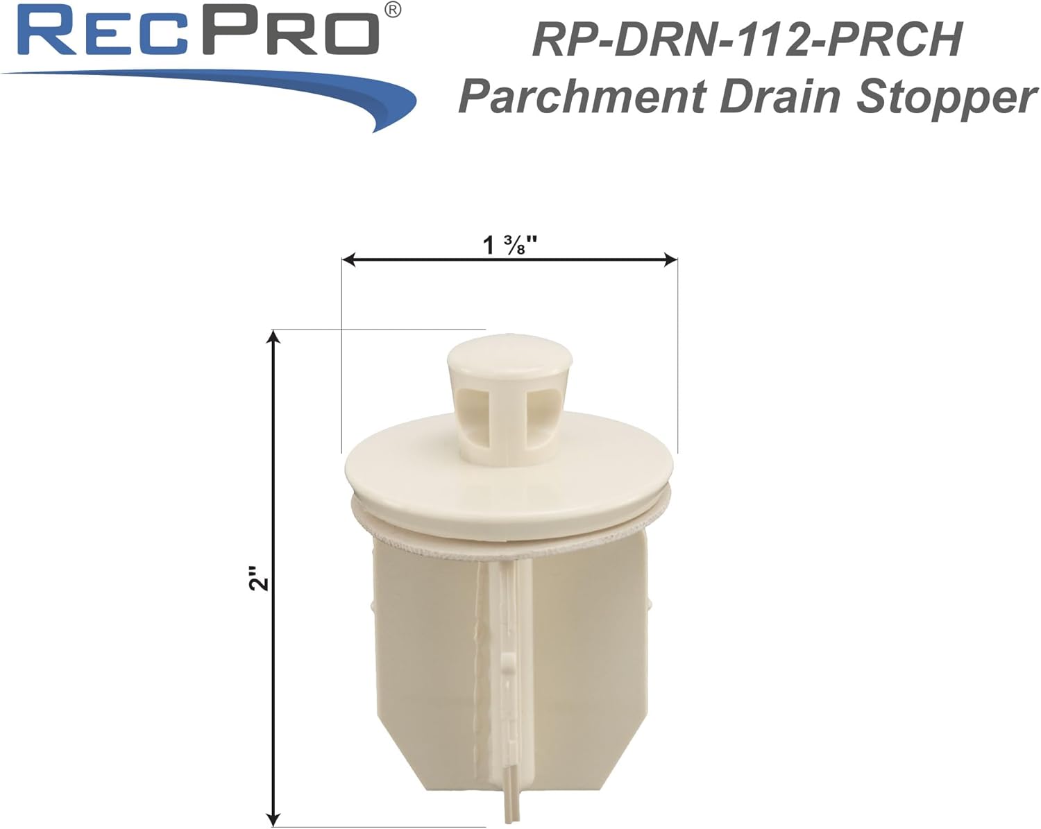 RecPro RV Drain Stopper | Fits 1 1/4" Drains | Plastic Material | Versatile Design | for Bathroom Bathtubs, Laundry Sinks & More (Parchment)