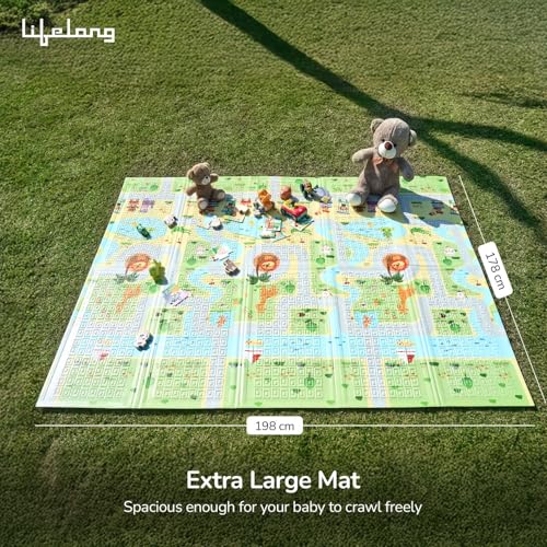 Image of Lifelong Cuppy Extra Large Baby Play Mat | 8Mm Waterproof For Crawling & Playing | Travel Friendly | Easy Clean,Soft Indoor & Outdoor Usage Yoga & Kids Mat | Non Toxic With Bis Approved, Multicolor