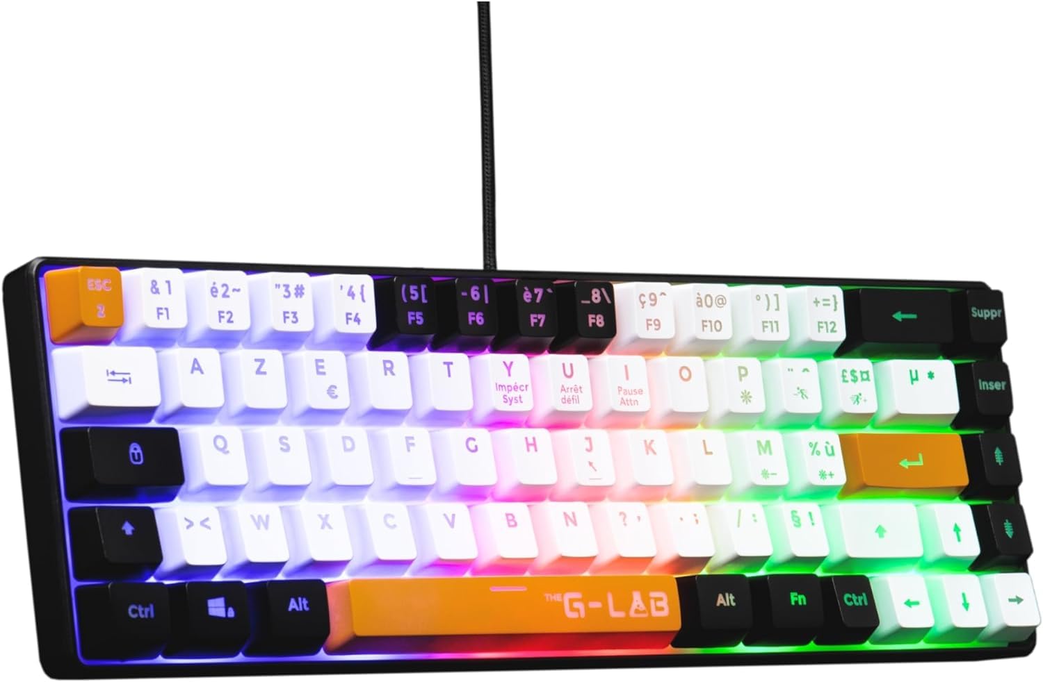 The G-Lab Keyz Hydrogen – QWERTY Gaming Keyboard – Includes Ñ – Semi-Mechanical Gaming Keyboard – 60% Gamer Keyboard, Multi-Coloured Backlight – Mini Silent Gamer Keyboard, for PC, PS4, PS5-2024
