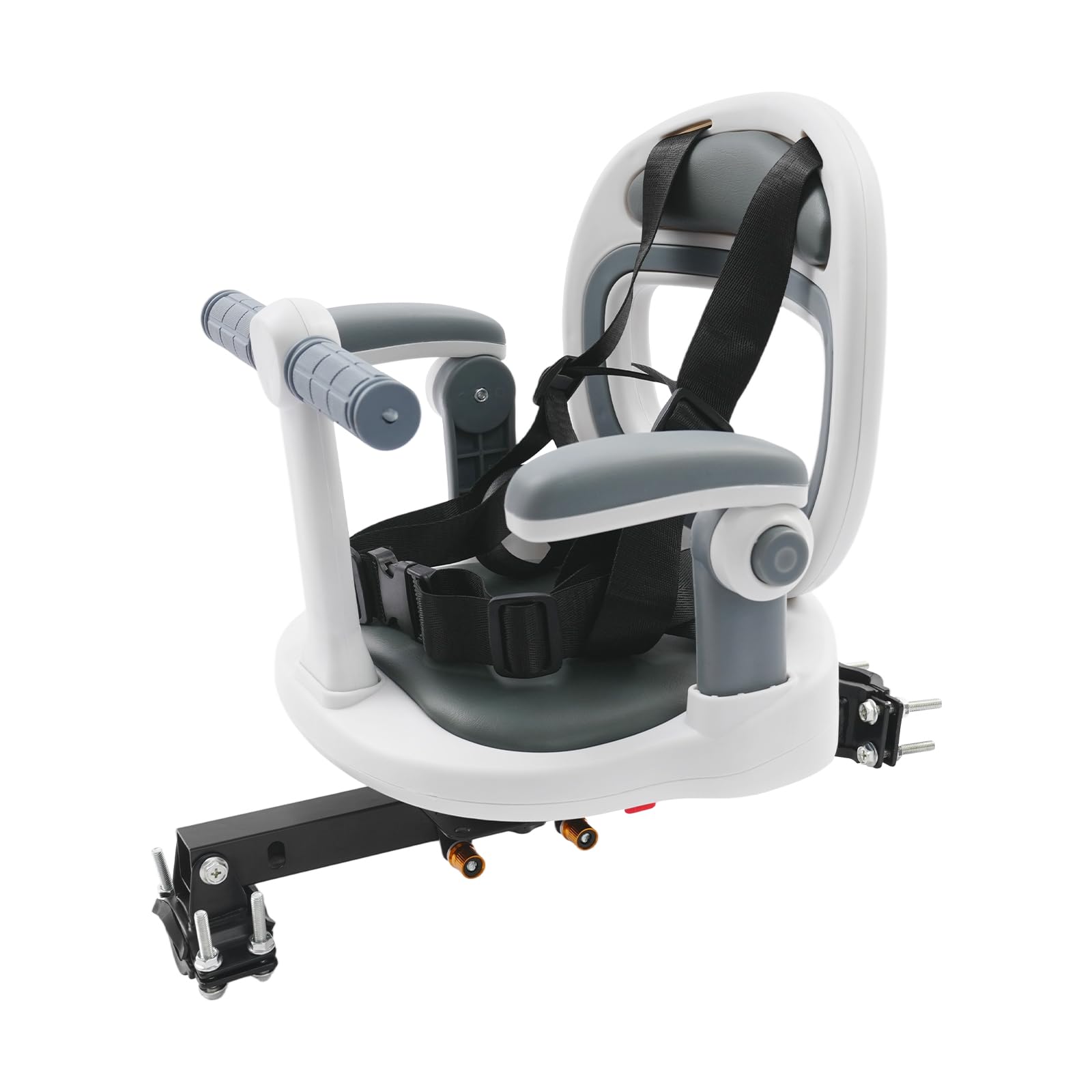 Siège de vélo avant pour enfant avec rotation à 360 °, siège de vélo pour enfant avec ceinture de sécurité et accoudoirs réglables, repose-pieds pliable, convient pour 6 mois à 8 ans