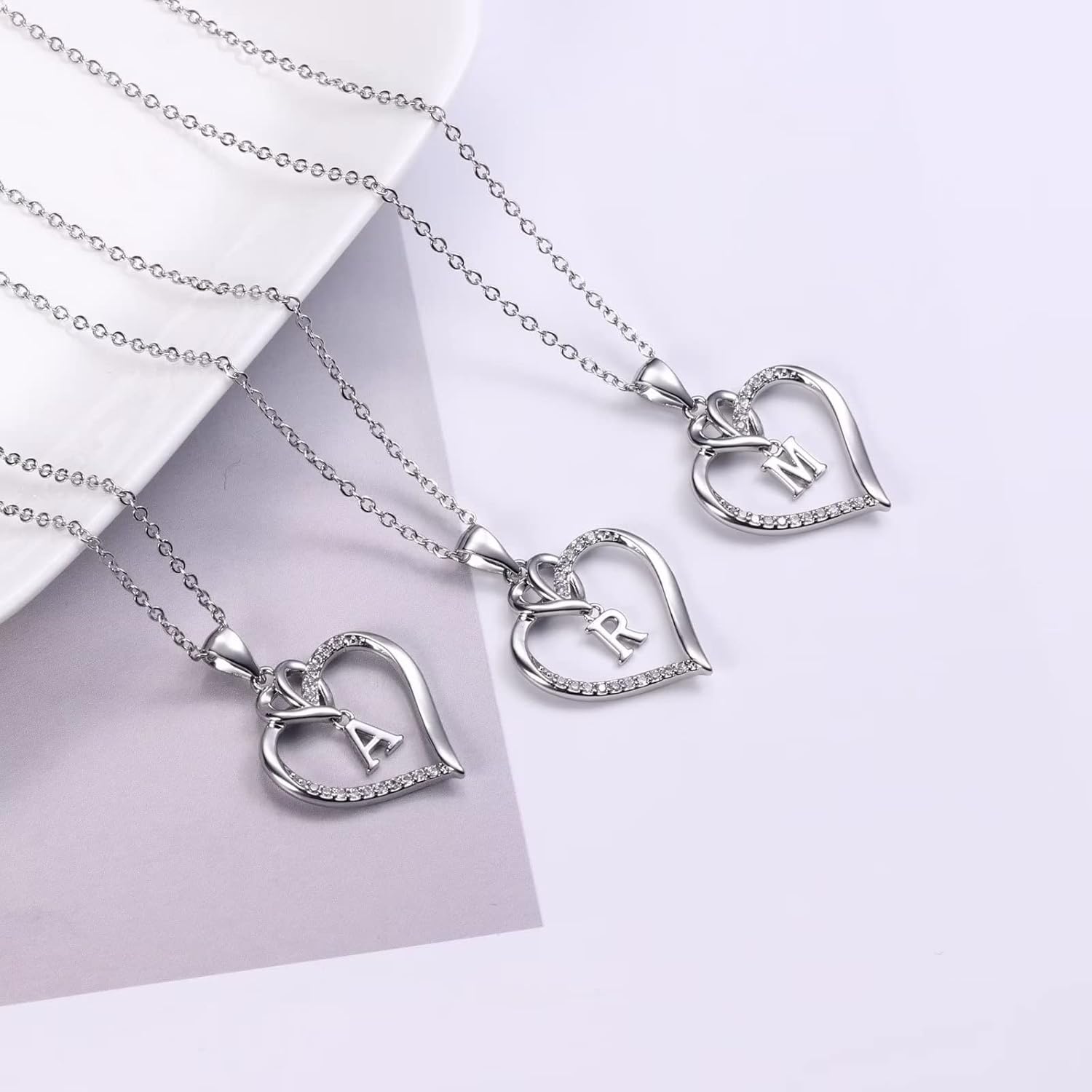 STORUP Valentines Gifts for Her Teen Girls - Heart Initial Necklaces for Women Girls, 14K-Gold-Plated CZ Initial A-Z Heart Necklaces for Teen Girl Jewelry Valentines Gifts for Women Mom Wife Sister - Image 5