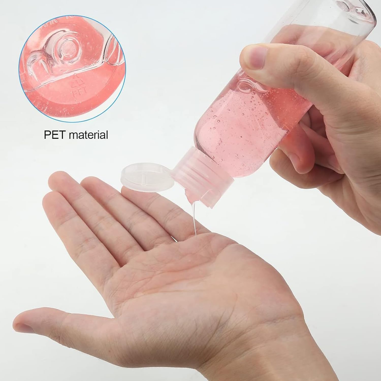 MOUYAT 50 Pack 4oz Clear Plastic Flip Cap Bottles, 120ml Empty Small Squeeze Travel Size Bottles, Mini Refillable Flip Cap Travel Size Sample Containers for Lotion, Cream and Toiletries