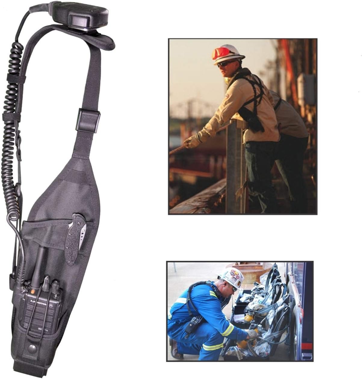 USH-300R Radio Shoulder Holster Right Side Chest Harness with an Adjustable Radio Pouch fits All Motorola ICOM Vertex Two Way Radios 4-3/4' up to 9" Tall. Made in The USA by Holsterguy.