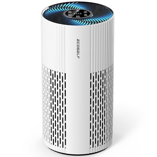 Air Purifiers for Home Large Room Cover Up to 1500 Ft² with True HEPA Filter, 20dB Sleep Mode, 360° Air Intake & Outlet, Air Cleaner for Bedroom Pets, 7 Color Light, HAP604, Bright White