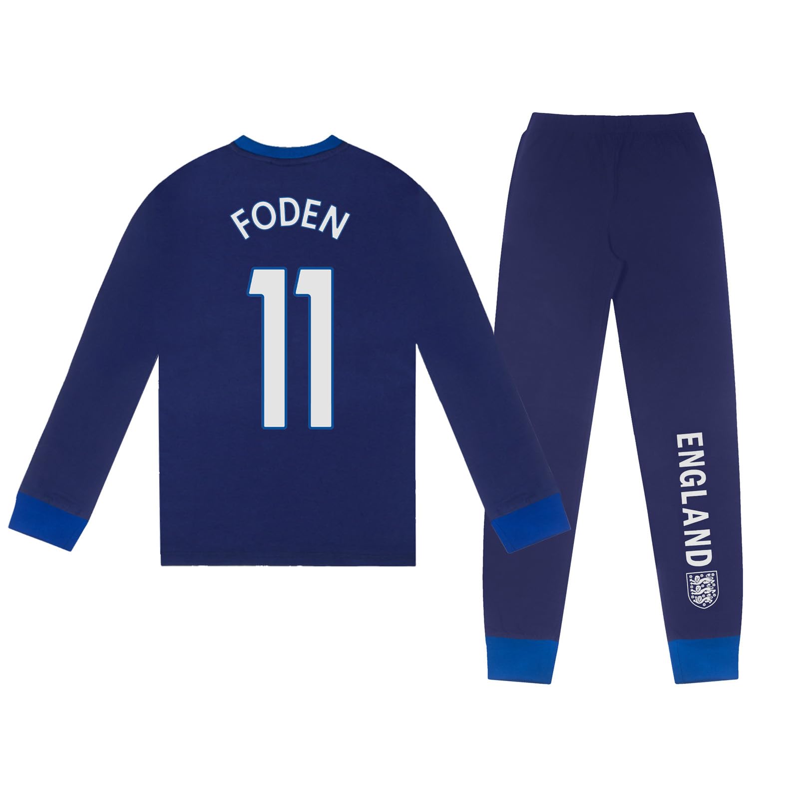 The England Football Association Boys Blue Foden England Foden 11 Long Sublimation Pyjamas 11-12 Years