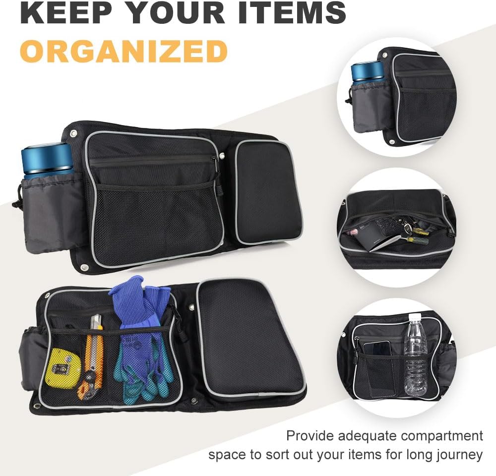 Rear Door Bags for RZR, Waterproof Zipper Side Door Storage Bags with Knee Pad and Cup Holder Compatible with 2014-2023 Polaris RZR XP 4 1000, 4 900, 4 Door Turbo