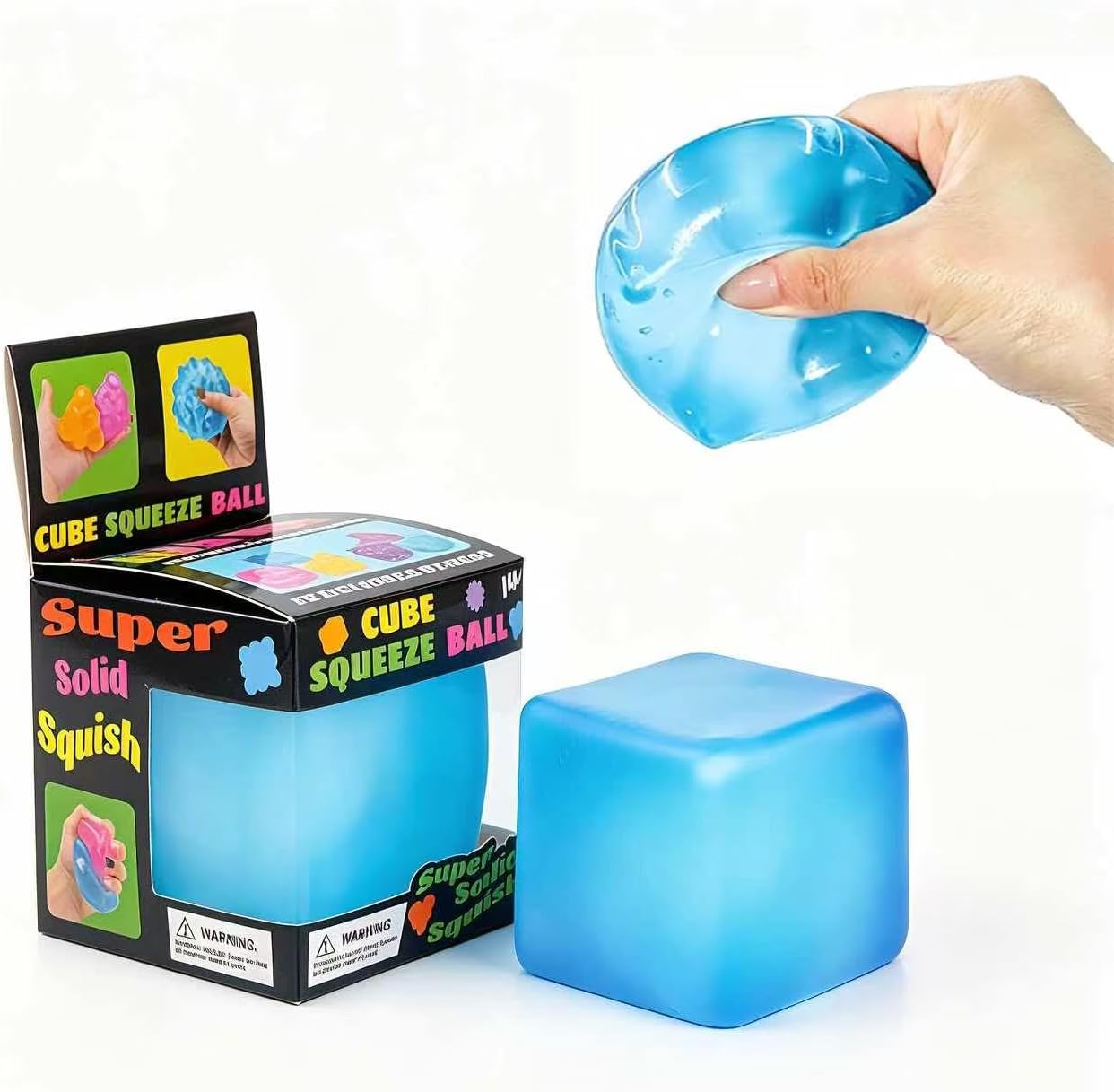 Premium Big Block Cube,Ice Cube Squishies Toys,Cube with boxGift-Ready(Blue