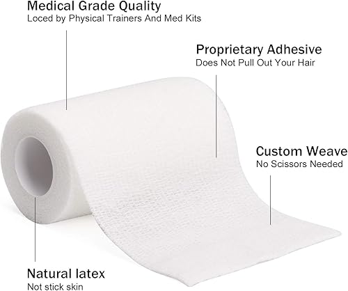 Vista 20 de TOBWOLF 12 vendajes autoadhesivos, 4 pulgadas x 5 yardas, vendaje elástico cohesivo y cohesivo rollo de gasa atlética, cinta de vendaje no tejida