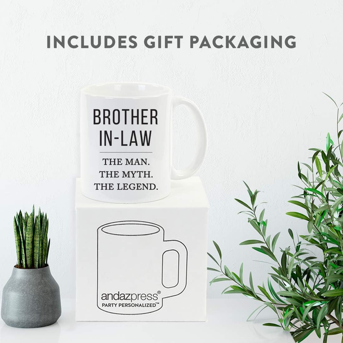 Andaz Press Funny Father's Day Grandpa 11oz. Coffee Mug Gag Gift, Brother in Law The Man The Myth The Legend, 1-Pack, for Christmas Birthday Present Ideas