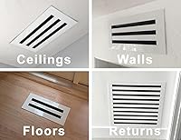 Vista 5 de BUILDMART - Cubierta de ventilación de CA moderna de 10x8 - Ventilación de aire decorativa de aluminio negro - Difusor de ranura lineal estándar