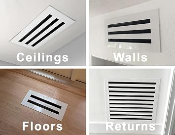 BUILDMART - 14x14 Modern AC Vent Cover - Decorative White Aluminum Air Vent - Standard Linear Slot Diffuser - Heating and Cooling Register Grille for Ceiling, Walls & Floors - Texas Buildmart