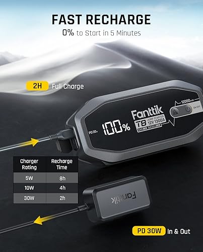 Miniatura 8 de Fanttik Inflador de neumáticos X8 APEX amarillo y Fanttik T8 1300 Amp Jump Starter