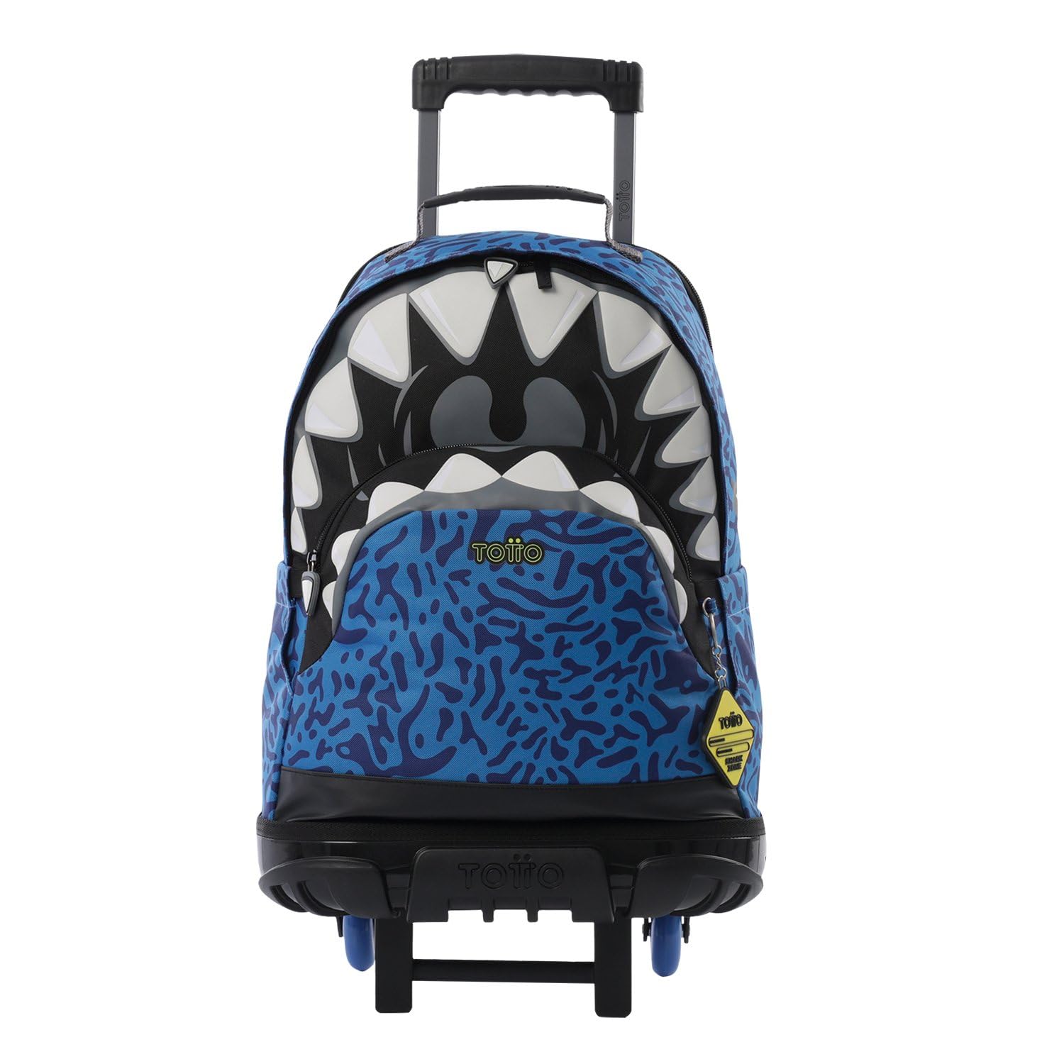 TOTTO Mochila Escolar con Ruedas, Modelo Sharky L, Mochila Grande, Capacidad 25 L, 2 Compartimentos, 2 Bolsillos Botella, Protección en la Base, Cómodas Correas Ajustables, Color Azul