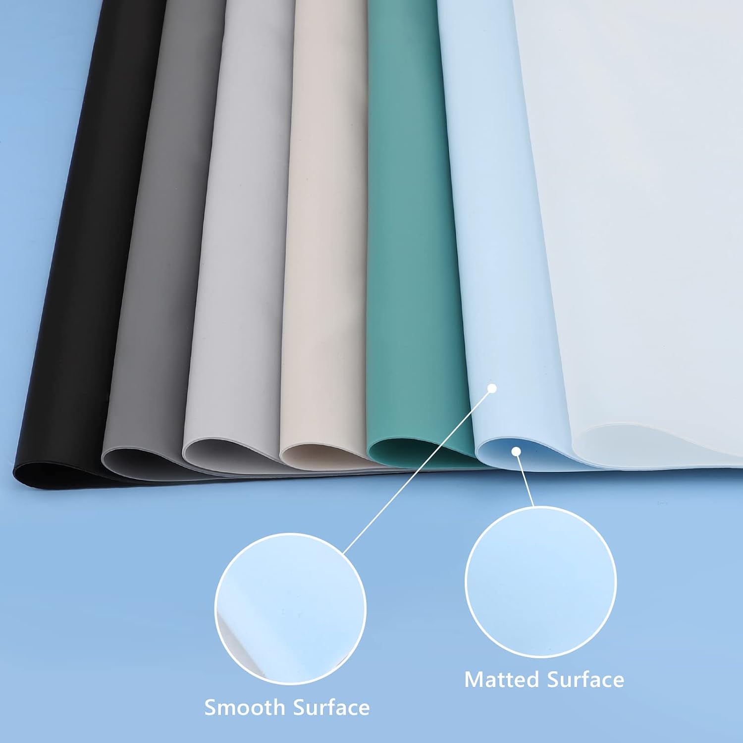 2 Pack Silicone Mats for Countertop - 0.05" Thicker, Gartful 32" by 24" Extra Large Counter Table Protector, Heat Resistant Mat, Work Desk Pad, Non Skid Placemat, Multipurpose Mat, Pastry Mat, Blue