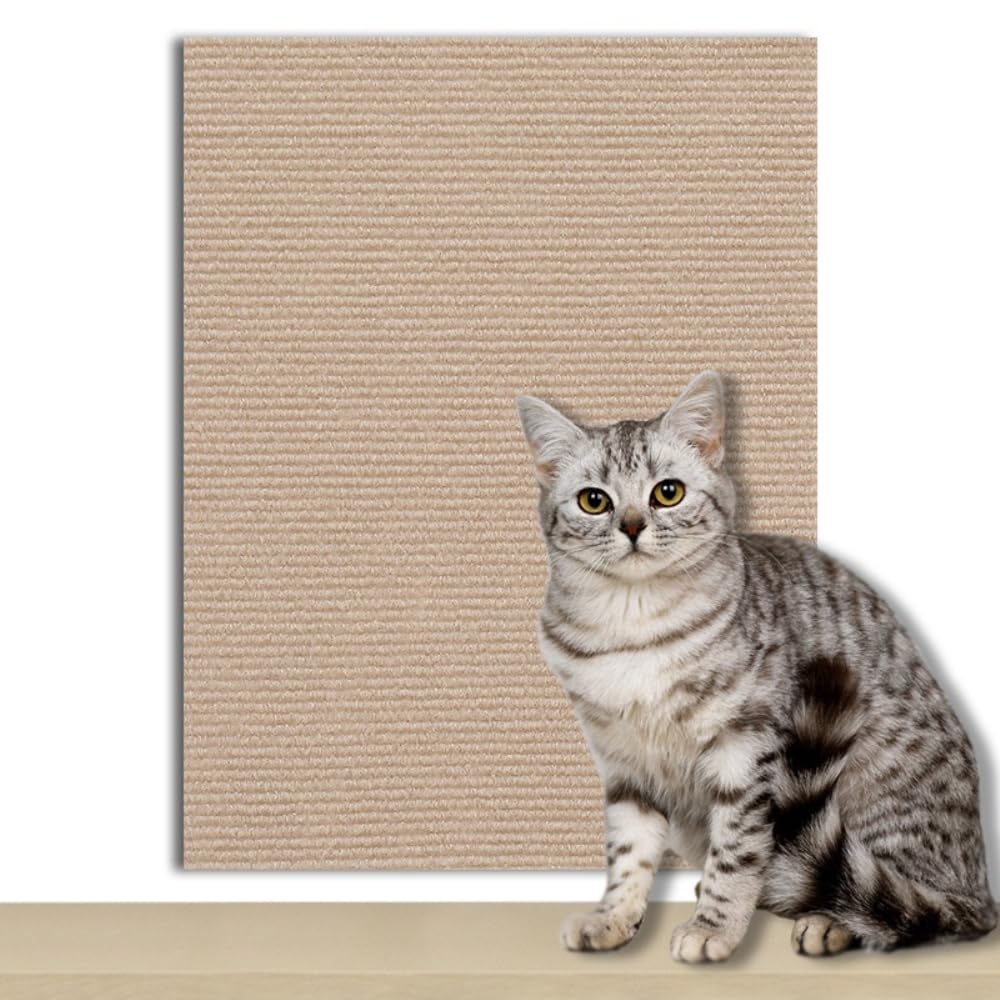Tapis griffoir pour chat - Autocollant - Pour canapé, griffoir - Pour le bricolage, les arbres, les meubles et la protection du canapé - Kaki - 60 x 300 cm