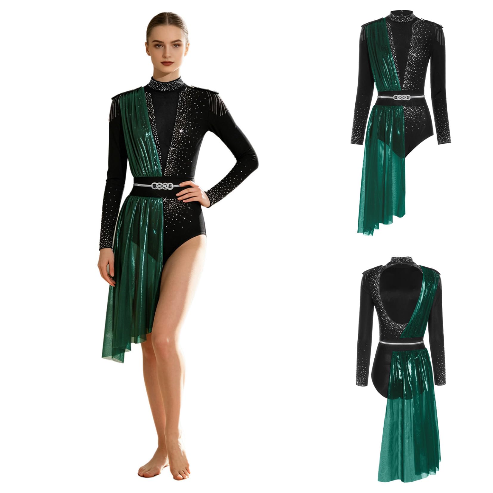 Abito Da Ballo Donna Lirico Contemporaneo Body Danza Classica Ginnastica Ritmica Balletto Leotards Con Strass Body Da Pattinaggio Artistico Dancewear
