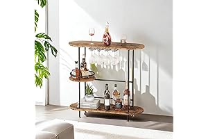Freestanding Wine Rack Table, 3-Tier Liquor Cabinet for Small Studio Apartment