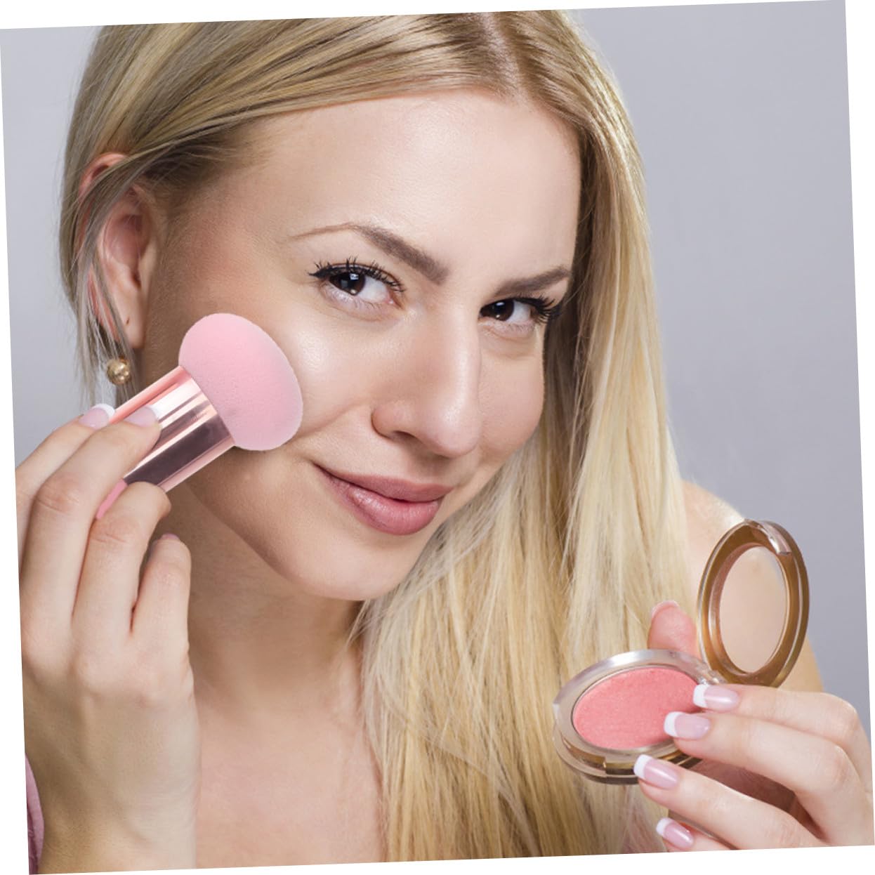 Mikikit Set 2 Pennelli Make Up Spugnetta in Lattice Porpora, Strumento Multiuso per Correttore e Blush Manico Ergonomico e Design Portatile