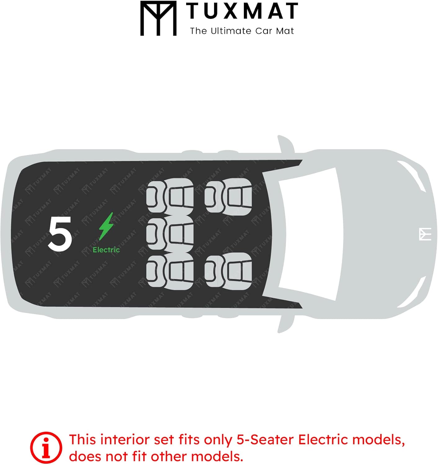 TuxMat - for Tesla Model 3 2017-2023 Models - Custom Car Mats - Maximum Coverage, All Weather, Laser Measured - This Full Set Includes 1st and 2nd Rows Black