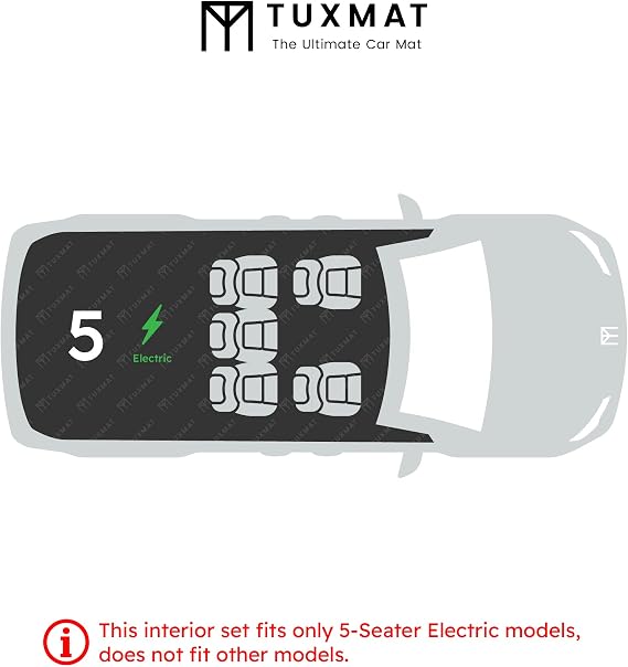 TuxMat - for Tesla Model 3 2017-2023 Models - Custom Car Mats - Maximum Coverage, All Weather, Laser Measured - This Full Set Includes 1st and 2nd Rows Black