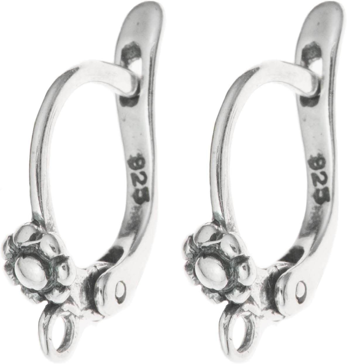 Dreambell 2 pcs .925 Sterling Silver Leverback Daisy Flower Lever Back Ear Wire/Earring Connector/Findings/Antique