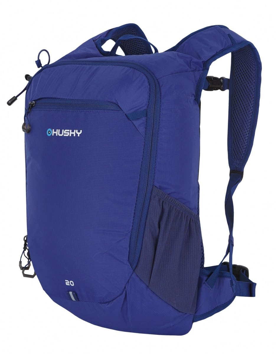 Husky Fahrradrucksack 20L – Leichter, Robuster & Wasserdichter Outdoor-Rucksack mit Viel Stauraum, Komfortsystem & Regenhülle für Radfahren, Trekking, Wandern & Reisen (Peten, Blau)