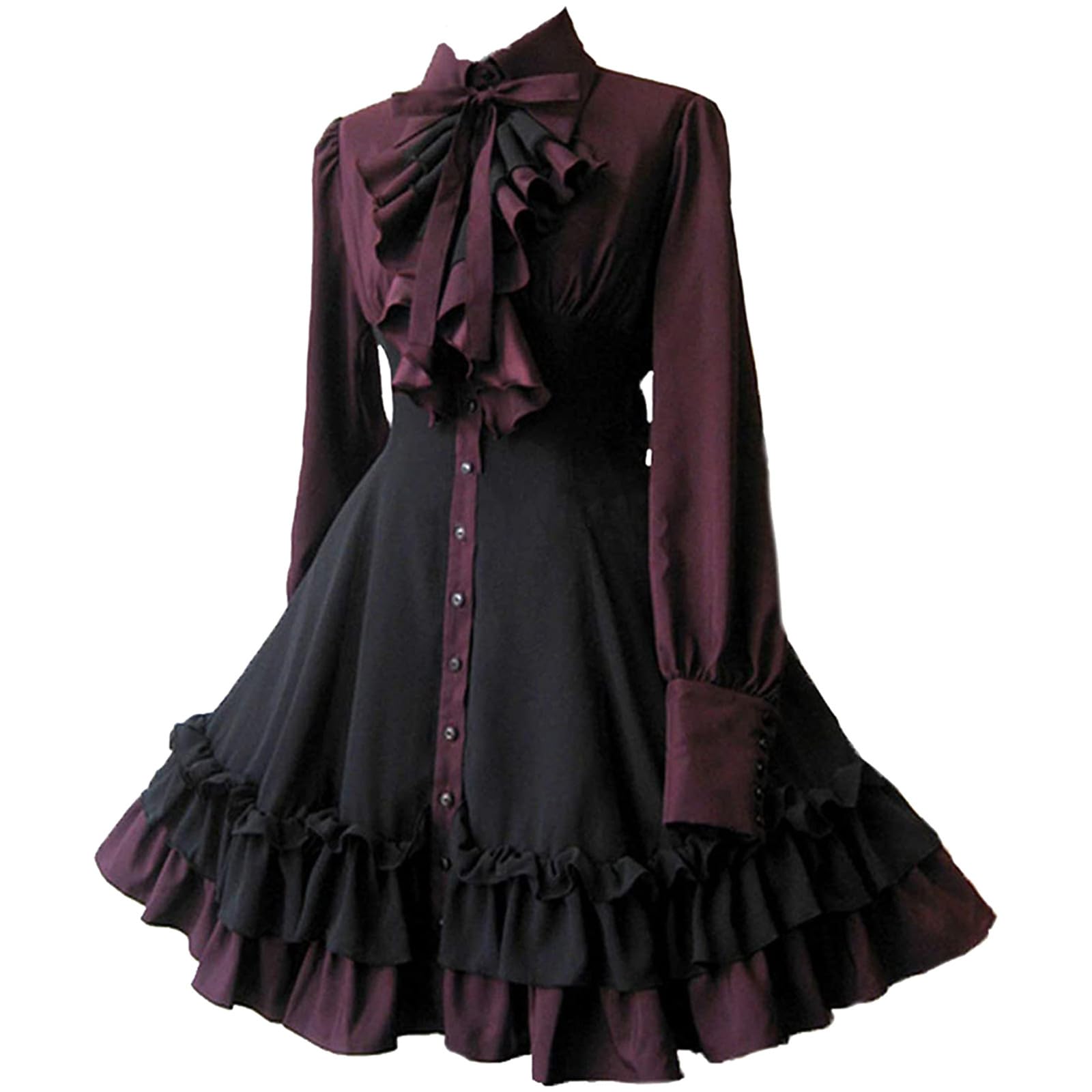 Damen Kleider Punk Lolita Steampunk Gothic Kostüm Kleider Schleifenkleid Renaissance Einschulungskleid Cosplay Party Dress Lolita Kleid Rock Sommerkleider Lolita Süßes Kleid