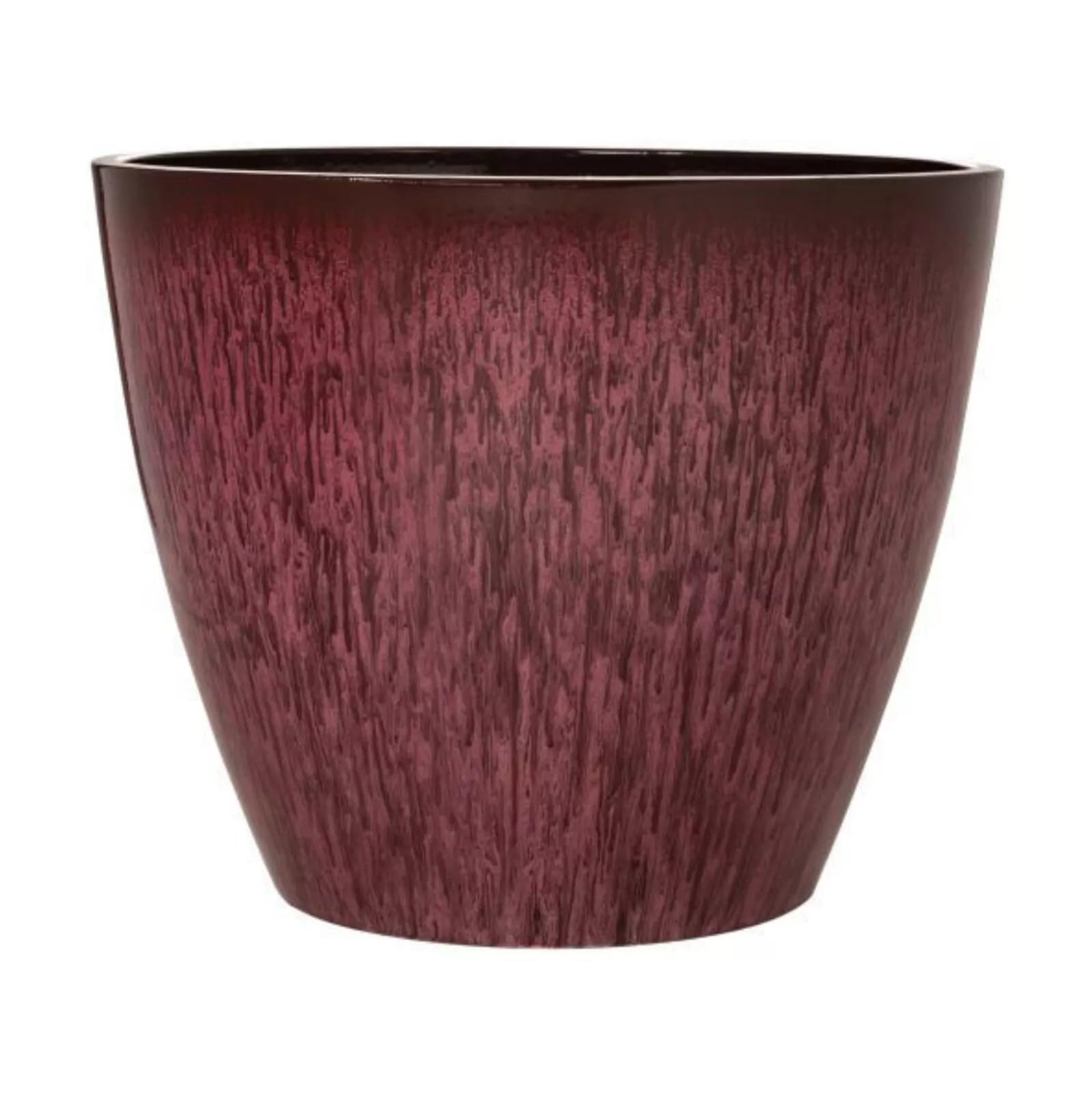 Fyne-Finds Plastic Plant Pot Dappled Burgundy 30cm, 12inch Planter 12L Gloss Glazed Pot Garden Pot with Drainage Holes