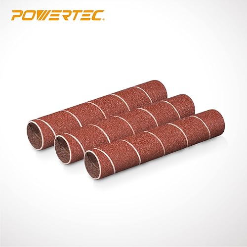 Miniatura 2 de POWERTEC 11211 Mangas de lijado de 4.5 pulgadas para lijadora de husillo, grano 120, papel de lija de óxido de aluminio de 3/4 pulgadas de diámetro