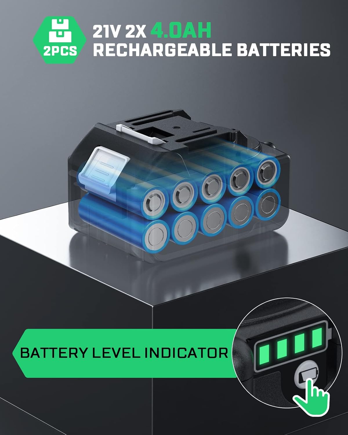 Avhrit Impact Wrench with 2Pcs Batteries, 650Nm/479ft-lbs 1/2, Cordles,s Compact , Brushless, Impact Driver Kit for Car Tires Home - - 