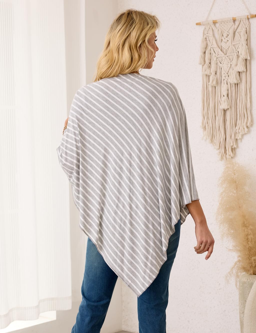 Ferand Women's Versatile Poncho Tops Lightweight Wrap Scarf for Spring Summer - Image 5